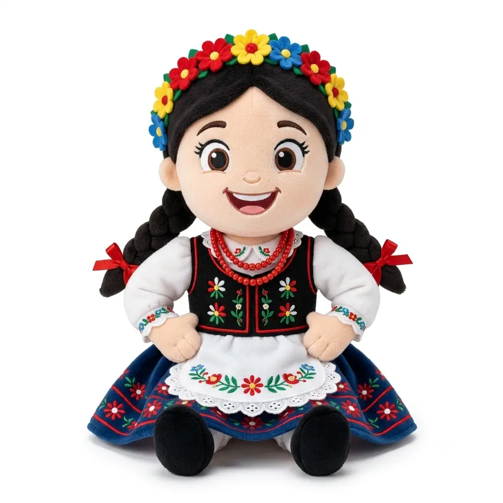 Maskotka Hanka z Bajtel Nuta w tradycyjnym śląskim stroju ludowym